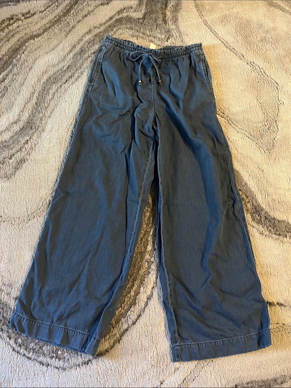 H&M Women’s  Wide-Leg Drawstring Joggers - Dark Blue